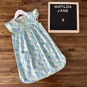 NEW Matilda Jane Happy and Free Vault Aqua Blue Azalea Floral Sleeveless Dress 8